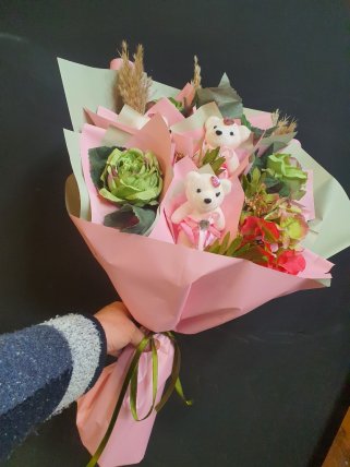 Ayıcıklı Buket Natürel 