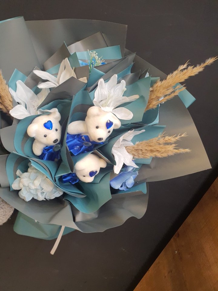 Ayıcıklı Buket Mavi 