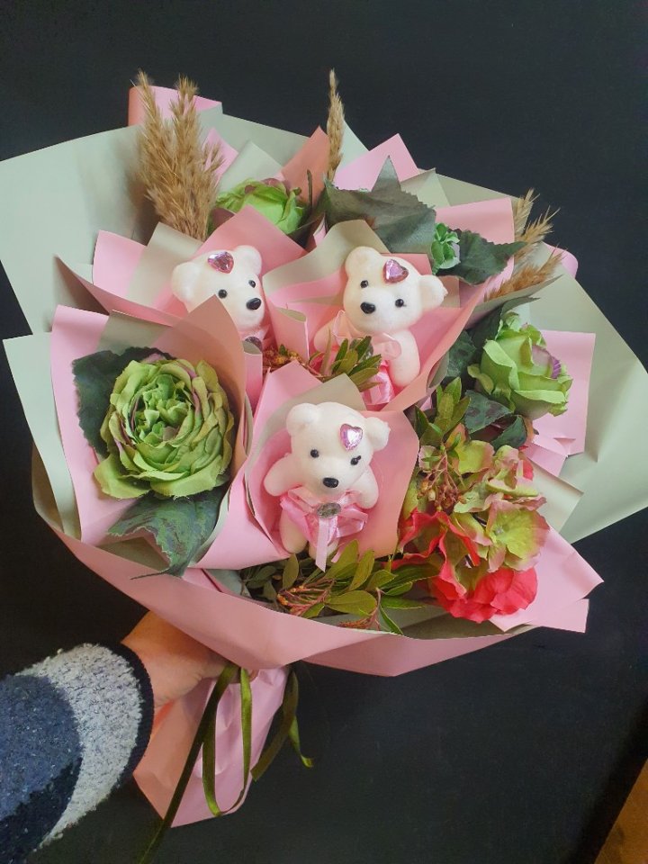 Ayıcıklı Buket Natürel 