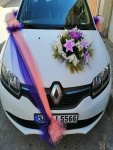 Çiçekçi - Papatya harfli mor pembe gelin arabası 